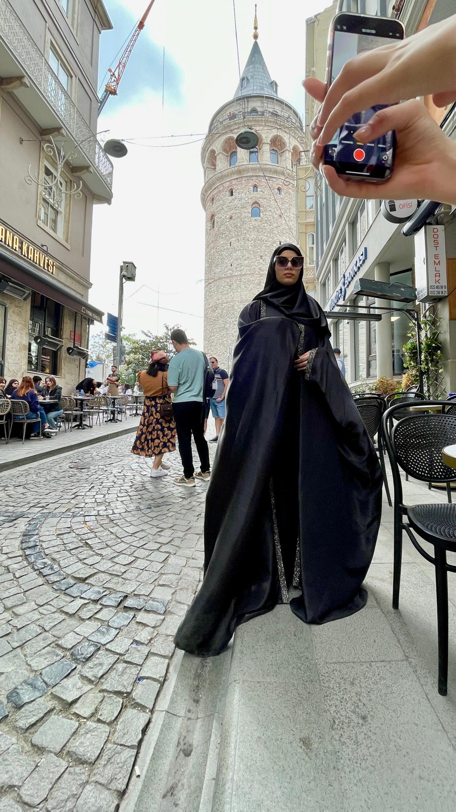 Open Turkish silk abaya