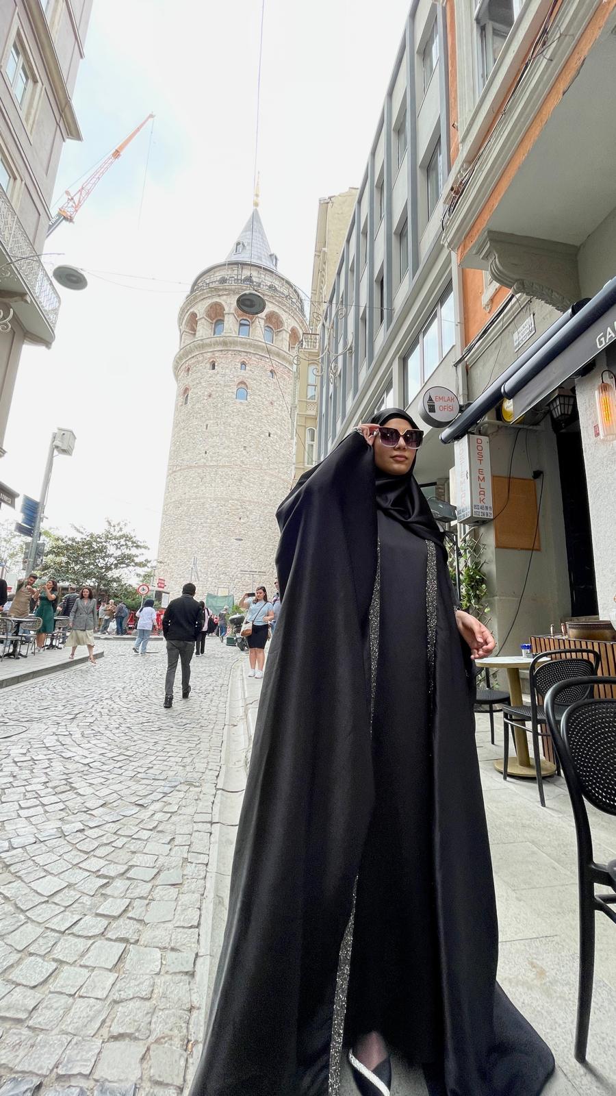 Open Turkish silk abaya